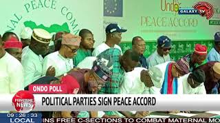 POLITICAL PARTIES SIGN PEACE ACCORD FOR ONDO ELECTION [upl. by Milburr517]