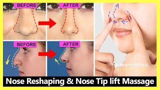 Nose Reshaping Sharpen amp Nose Tip lift Massage  Reduce Nose size and Wide nose  Get Nose Thinner [upl. by Nirrok87]