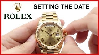 HOW to set Rolex DayDate Watches Change the Time Date amp Day [upl. by Ajup44]