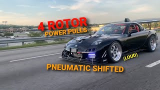 INSANELY Loud Turbo 4 Rotor RX7 MORE BOOST Brutal Acceleration Ridiculous Noise  F1 Sound [upl. by Eirual]