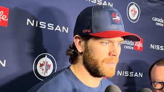 Winnipeg Jets pregame media vs Avalanche Captain Adam Lowry [upl. by Edyaw]