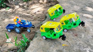 Tractor Accident Pulling Out 3 Auto Rickshaw And Auto Rickshaw  Tata Tipper  Cartoon  Ranjit kids [upl. by Dory]