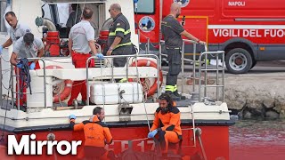 Four bodies found on sunken luxury yacht off coast of Sicily [upl. by Odranreb768]