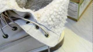 Timberland Womens Teddy Fleece Fold Down Boot White Unboxing [upl. by Baillieu]