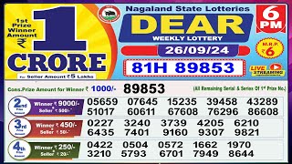 Dear Lottery Sambad Evening 6 PM today 260924 Nagaland State Lottery Result [upl. by Giliane375]