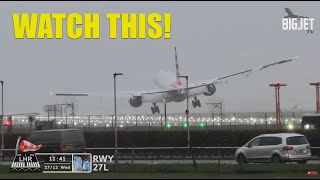 American 777 insane landing at London Heathrow [upl. by Ensoll]