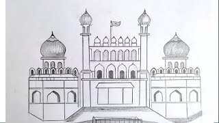 haw to draw red fort  how to drawing a red fort step by step [upl. by Taryne]