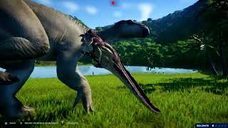 Jurassic world evolution 4 Dilos vs 4 Raptors vs 4 Deinos vs 1 Iguanadon [upl. by Bray]