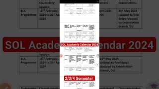 SOL Academic Calendar 2024 For 2nd  4th  6th Semester students  Classes Exams Assessment Etc [upl. by Mattox]