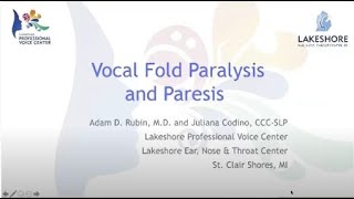 The Team Approach to the Patient with Vocal Fold ParalysisParesis [upl. by Golightly797]