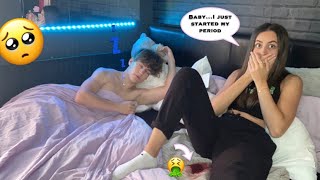 PERIOD PRANK ON BOYFRIEND cute reaction [upl. by Rosalee37]