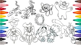 COLORING Pokemon from GEN 7 Pokemon 757 to 766 [upl. by Kcuhc]