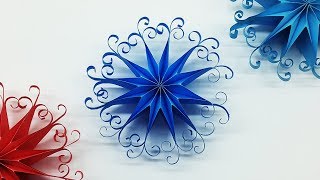 DIY 3D Quilling Paper Snowflakes  Christmas Tree Ornaments [upl. by Ndnarb]