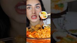 Spicy Samyang Ramen Rice Cakes Honey Chicken Kimbap Mukbang watch full video [upl. by Norad]