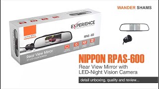 Nippon Power RPAS 600 Rear View Mirror with LEDNight Vision Camera and 4 Reverse Parking Sensor [upl. by Wanfried]