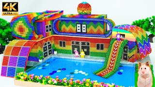 Magnet Challenge  Building Swimming Pool On Luxury Mansion With Water Slide From Magnetic Balls [upl. by Ayenet342]