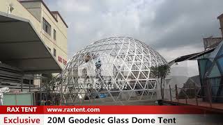 How to Build the big 20M Geodesic Glass Dome Tent [upl. by Woehick]