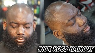 Barber Tutorial How To Line A Receding Hairline Crispy Beard Rick Ross Haircut [upl. by Eveline]