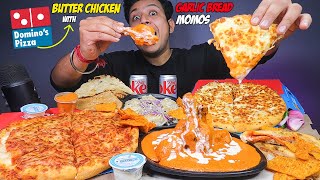 Dominos The 4 Cheese Pizza Double Cheese Margherita with Butter Chicken Momos Garlic Bread amp Naan [upl. by Dikmen]