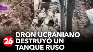 GUERRA RUSIAUCRANIA  Dron de origen ucraniano destruye un tanque ruso [upl. by Ednew156]