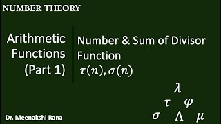 Arithmetic Functions Part1 Sum and Divisor Function [upl. by Jr]