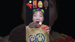 candy guns🔫 chocolate sticks🥡 dinosaur eggs🦖 frozen chocolate ice cream🍦 food funny shorts [upl. by Gottlieb789]