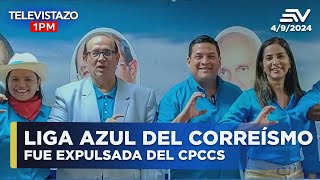 Liga Azul del correísmo fue expulsada del CPCCS  Televistazo1PM ENVIVO🔴 [upl. by Adyeren]