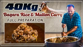 BAGARA RICE 40 KG  40kg MUTTON CURRY  Preparation in telugu  Food on farm [upl. by Anhsirk714]