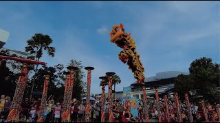 4K Acrobatic High Pole Lion Dance at Sentosa Central Beach Bazaar on CNY Day 1 10 Feb 2024 [upl. by Hanonew]