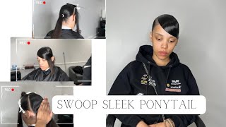 How To  Sleek Swoop Ponytail Side Part [upl. by Binny588]