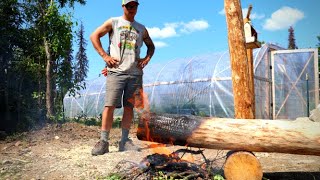 Peeling Logs amp Setting Posts  Wood Shed Build Part 1 [upl. by Leilani]