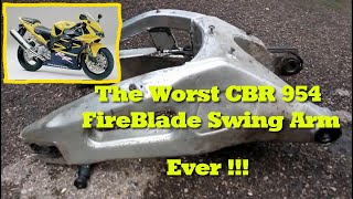 How to remove the worst looking CBR 954 swing arm but make goodfrom Deanos Garage [upl. by Ailehs]