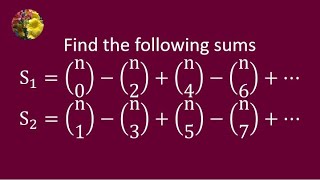 Find the sums S1  nC0  nC2  nC4  nC6     S2  nC1  nC3  nC5  nC7 [upl. by Bill]