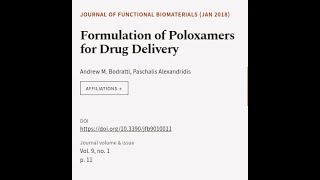 Formulation of Poloxamers for Drug Delivery  RTCLTV [upl. by Artie]