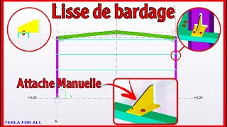 TSBECM  Création de Lisse de Bardage sur le PORTIQUE 5 « TEKLA STRUCTURE »  partie 9 [upl. by Ilojna]