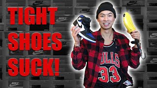 HOW TO MAKE TIGHTSMALL SHOES BIGGER  NO HEAT  STREETWEAR 2020 [upl. by Ahseei890]