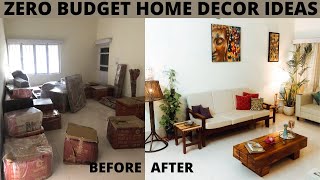 ZERO BUDGET LIVING ROOM MAKEOVER  Living Room Decorating Ideas  Living Room Tour India [upl. by Pazia]