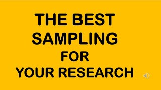 THE BEST SAMPLING FOR YOUR RESEARCH [upl. by Meensat]