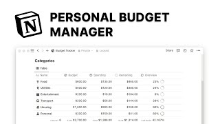 How to track Personal Budget in Notion 2024 [upl. by Adrian665]