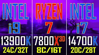 INTEL i9 13900K vs RYZEN 7 7800X3D vs INTEL i7 14700K  PC GAMES BENCHMARK TEST [upl. by Nanon]