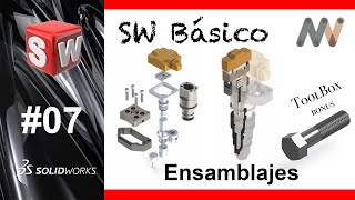 Curso básico de SolidWorks 07  ¿Qué son los ensamblajes 👨🏻‍💻📐 ToolBox insertar tornillos 🔩 [upl. by Eissed277]