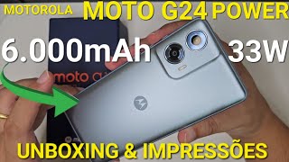 MOTO G24 POWER TIRANDO DA CAIXA amp IMPRESSÕES  VEM COM CARREGADOR DE 33W [upl. by Elicia665]