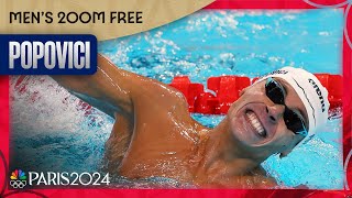 David Popovici earns gold USAs Luke Hobson gets bronze in TIGHT mens 200m free  Paris Olympics [upl. by Alf]