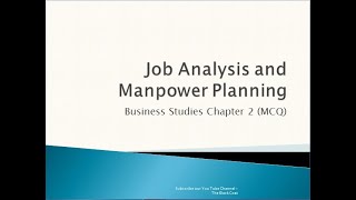 Job Analysis and Manpower Planning  MCQ  Business Studies ISC  Chapter 2 [upl. by Ahseken26]