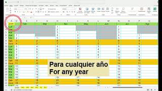 EXCEL Calendario Perpetuo Planificador Anual Perpetual Calendar Annual Planner [upl. by Ttreve]