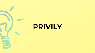 What is the meaning of the word PRIVILY [upl. by Eilujna]