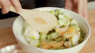 How to make Pears with Mandarins Avocado and Cucumber in Citrusy SesameGinger Pear Dressing [upl. by Erialb317]