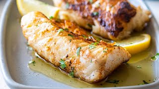 Pan Seared Halibut with Garlic Butter Sauce [upl. by Killoran447]