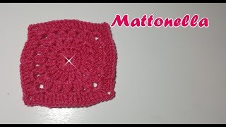 Mattonella alluncinetto  Quadrato  mattonella per coperta  tutorial passopasso  crochet square [upl. by Beora651]