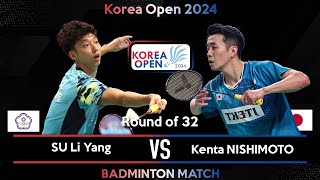 SU Li Yang TPE vs Kenta NISHIMOTO JPN  Korea Open 2024 Badminton [upl. by Domella]